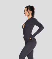 EXPOSED REVERSIBLE LONG SLEEVE BODYSUIT
