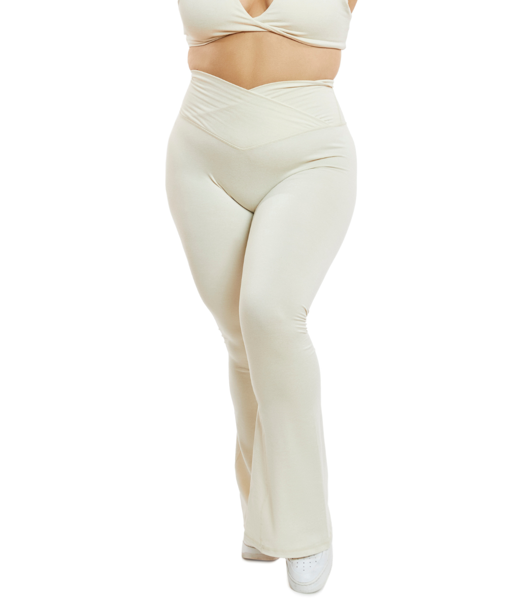 CINCHED CROSS OVER FLARE LEGGINGS in