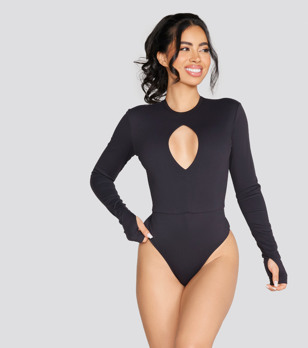 EXPOSED REVERSIBLE LONG SLEEVE BODYSUIT