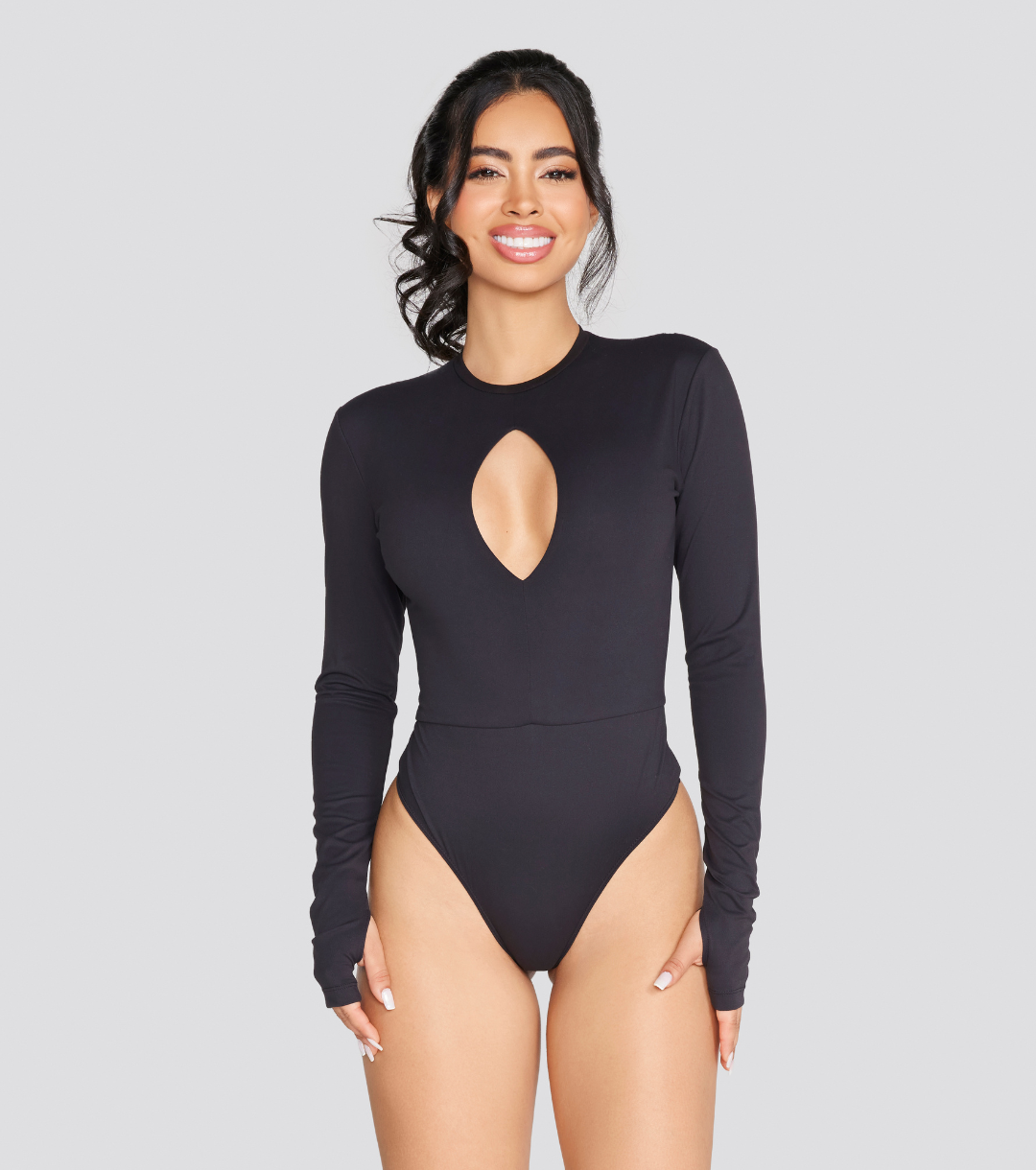 EXPOSED REVERSIBLE LONG SLEEVE BODYSUIT